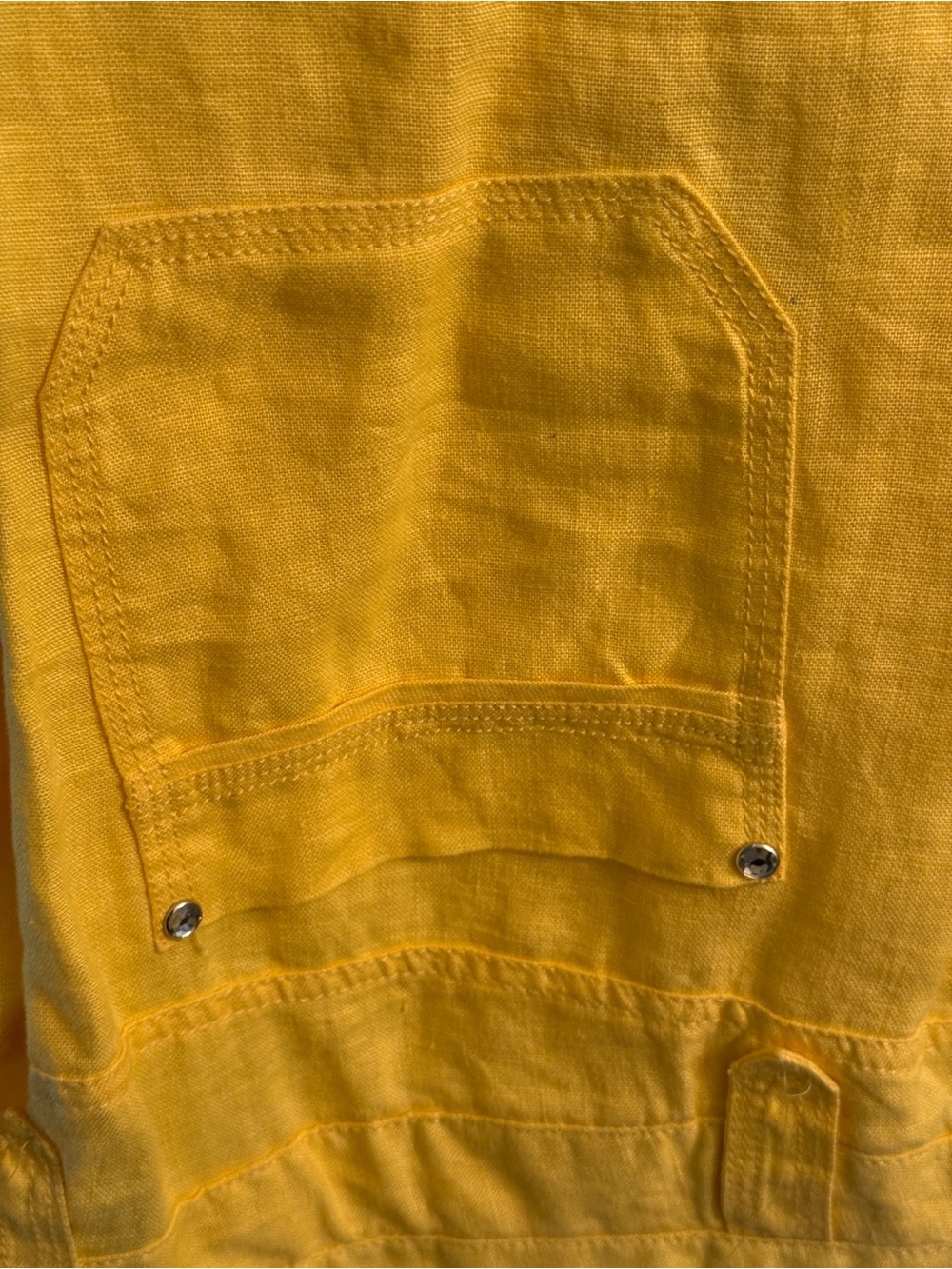 Women’s Yellow Cargo Linen Pants - Picture 3 of 9